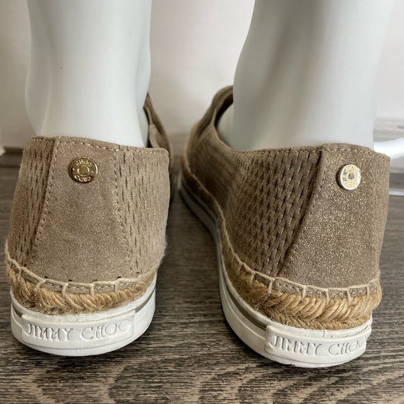 Jimmy Choo Slip-On Espadrilles Shoe. Tan/gold EUR size 40 (US 9) pre-owned. - Picture 6 of 13